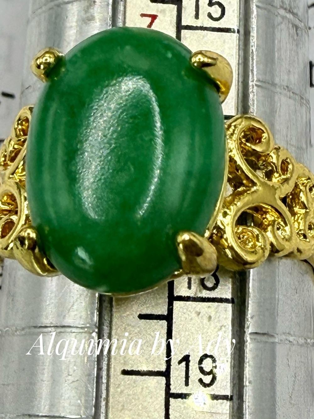BRIDESMAID + Imperial green Jade Victorian gold gem ring